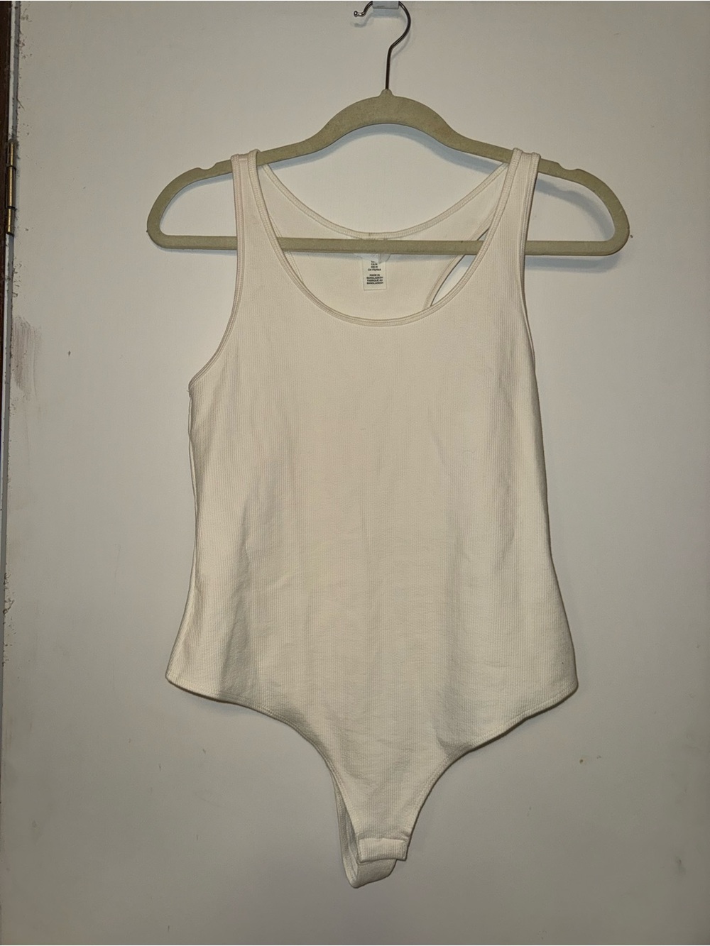 H&M White Ribbed Scoop Neck Tank Bodysuit